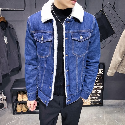 Men Denim Jacket Trendy Winter Warm Fleece Coats Mens Thicker Outwear Fashion Jean Jackets Cowboy Casual Clothes Plus Size 6XL ► Photo 1/6