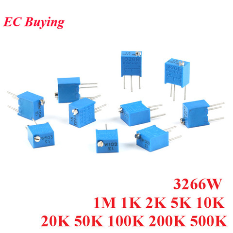 10pcs 3266W 3266 102 202 1M Multiturn Adjustable Trimpot Trimmer Resistor Potentiometer 1K 2K 5K 10K 20K 50K 100K 200K 500K Ohm ► Photo 1/6