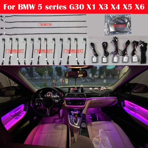 Universal For BMW 5 series G30 G38 X1 X3 X4 X5 X6 Car LED Strip Lamp Bar Ambient Light Bluetooth Button Control 8/11/64-Color ► Photo 1/6