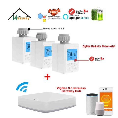 Batteries Programmable WIFI smart home zigbee radiator thermostat for wireless gateway TUYA zigbee alliance ► Photo 1/6