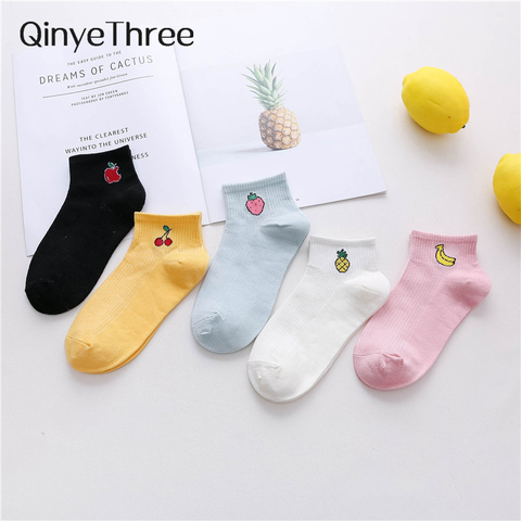 2022 new spring summer art fresh fruit boat socks white comfortable cotton socks dropship ► Photo 1/6