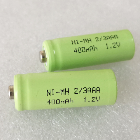 US 400mah 1.2V 2/3AAA ni-mh rechargeable battery 2/3 AAA nimh cell with NO soldering tabs pins for LED solar light ► Photo 1/3