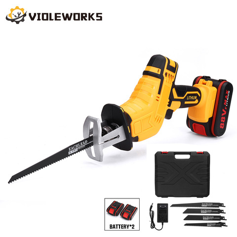 88V Cordless Reciprocating Saw Handsaw Metal Wood Pipe Cutting Multifunction Saw Rechargeable Li-ion Battery with 4PC Blades Kit ► Photo 1/6