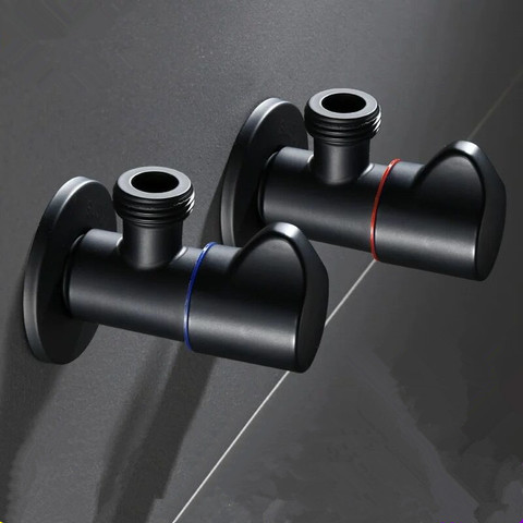 WZLY Bathroom Angle Filling Valve Faucets Black Stainless Steel Kitchen Cold Hot Mixer Tap Accessories Standard G 1/2 Threaded ► Photo 1/6