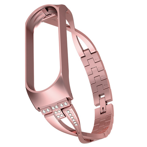 Diamond Stainless Steel for Xiaomi Band 3 4 5 6 Watch Band Replacement Strap Bracelet Band Rose Gold Women for Mi Band 5 Strap ► Photo 1/6