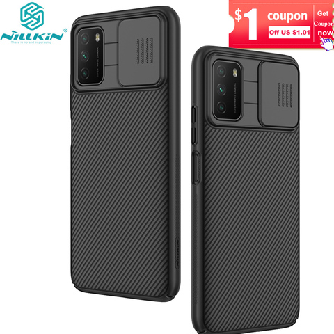 NILLKIN for Xiaomi POCO M3 Case poco m3 Cover Camera Protection Slide Cover Anti-knock Hard Back Bumper Cases/little m3 case ► Photo 1/6