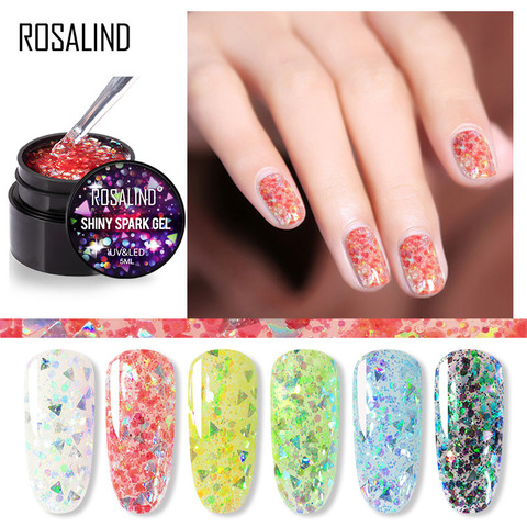 ROSALIND Nail Gel Polish Semi Permanent Nail Art Dazzling Diamond Hybrid Varnish Extension Poly Base Top Coat UV Gel Nail Polish ► Photo 1/6