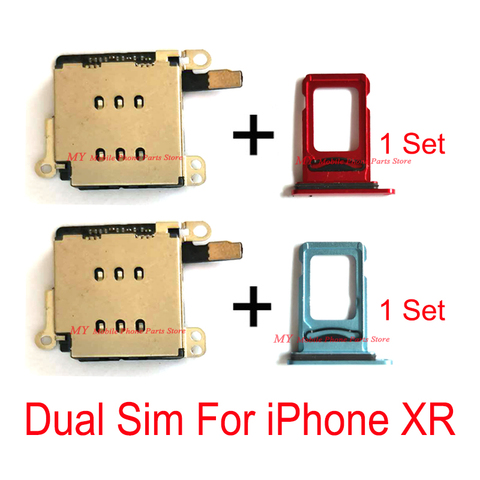 New Dual Sim Card Reader Socket Slot Flex Cable + Daul Sim Card Tray Holder For iPhone XR iPhonexr Replacement Spare Parts ► Photo 1/2