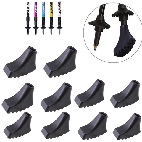 10 pieces/5 pair Nordic Walking Pole Trekking Pole Tip Protectors Rubber Pads Buffer Replacement Tips End for Hiking Stick ► Photo 1/6