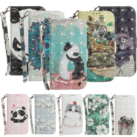 3D Animal Pattern Case For Xiaomi Redmi Note 6 7 8 8T 9S 9 Pro Max 10 6A 7A 8A 10X S2 4G 5G Flower Cat Flip Phone Cover Leather ► Photo 1/6