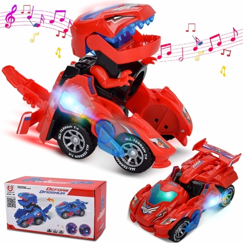 2022 New Animal 3D Transforming Dinosaur Car Toy For BoysPlastic Battery LED Car With Light Sound For Children Kids Birthday Toy ► Photo 1/6