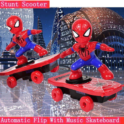 Electronic Stunt Scooter Toy Automatic Flip With Music Flash Light Electric Skateboard Stunt Car Child kid like best Toy car ► Photo 1/6