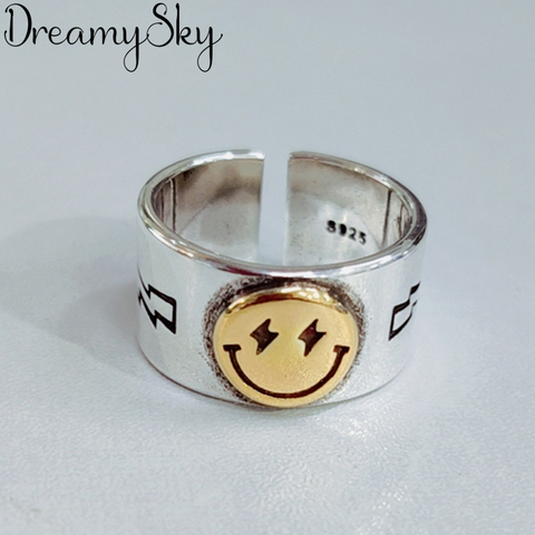 DreamySky Punk Vintage Smile Face Rings For Women Boho Female Charms Jewelry Men Antique Knuckle Ring Fashion Party Gift ► Photo 1/6