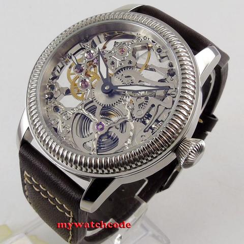 Top Brand Luxury PARNIS 44mm Skeleton Dial Mechanical Hand Winding 6497 Movement Mens Watch Relogio Masculino ► Photo 1/6