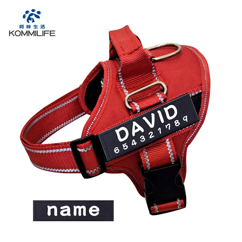 KOMMILIFE Nylon Personalized Dog Harness Breathable Pet K9 Harness For Dogs Reflective Pet Dog Collar Leash Set  Dog Accessories ► Photo 1/6