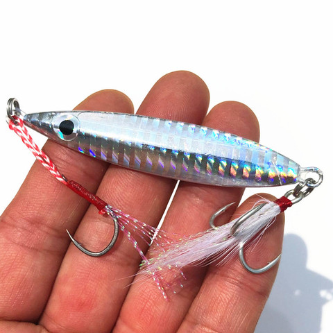 Mackerel Fish Bait Slow Shaking Jigbait Fishing Lure 20g 30g 40g 60g  Long Cast Jigs Feather Hook Artificial Lures 1 Piece Sale ► Photo 1/6