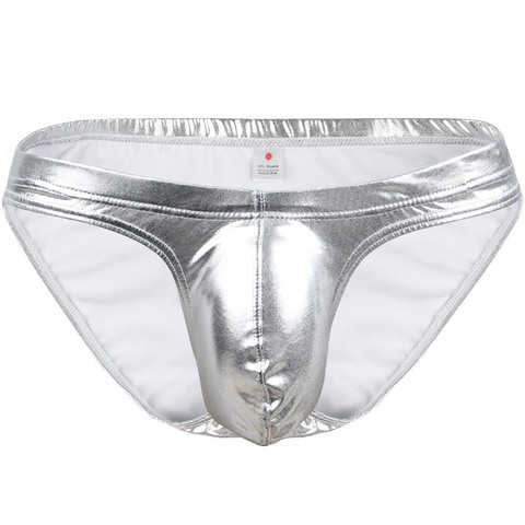 2022 Brand Pinky Senson Mens Faux Leather Underwear Sexy Bright Briefs Underpants Bulge Pouch Club Panties Gold Silver Shorts ► Photo 1/3