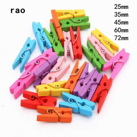 Made in China 25mm 35mm 45mm 60mm 72mm Color  Wooden  Clips  Photo Clips Clothespin Craft Decoration Clips School Office clips ► Photo 1/6