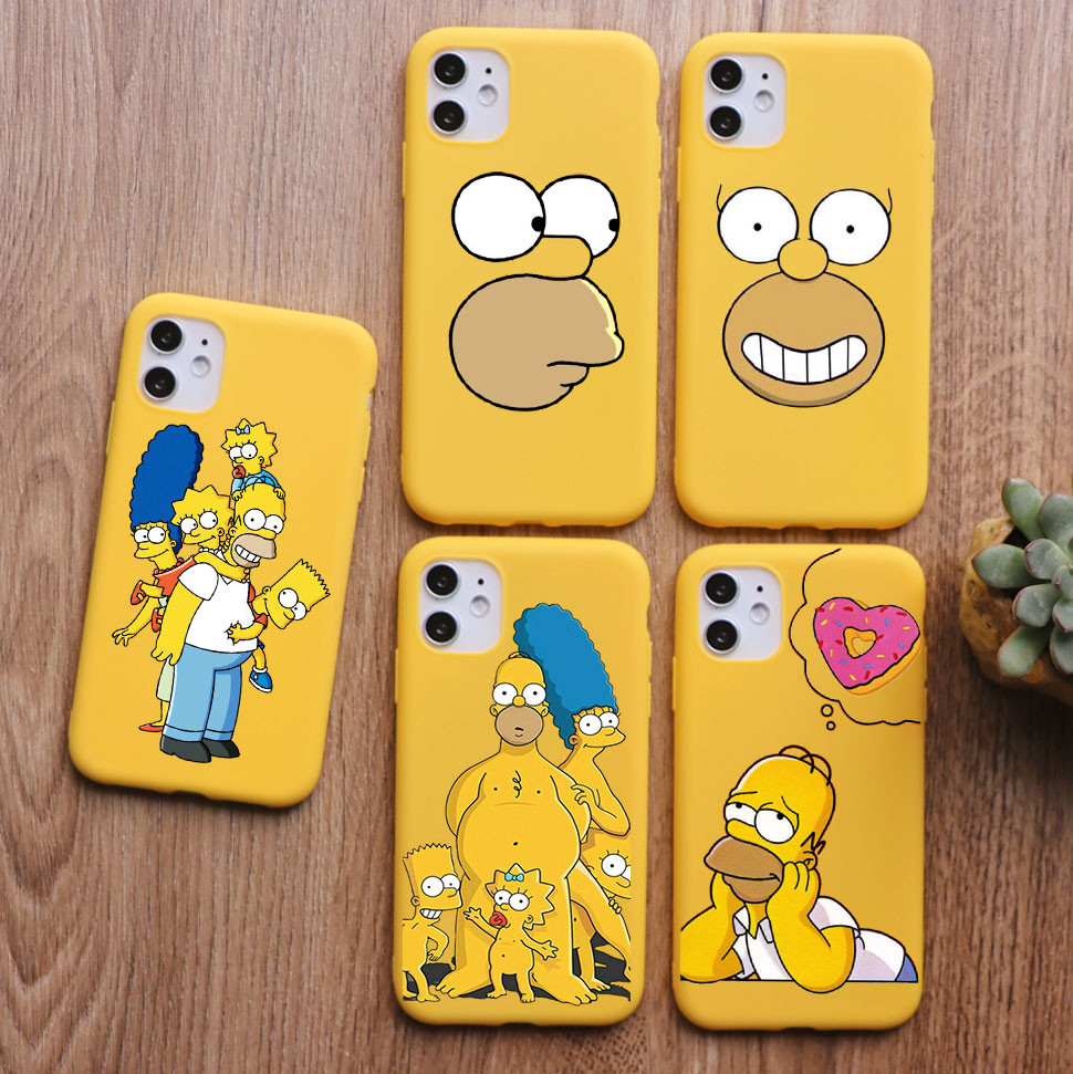 PUNQZY Cute Simpsons Home Funny Yellow Donuts phone Case For iPhone 11 PRO  MAX 7 6s 8 plus XR XS MAX Soft TPU Matte Plain Case - Price history &  Review |