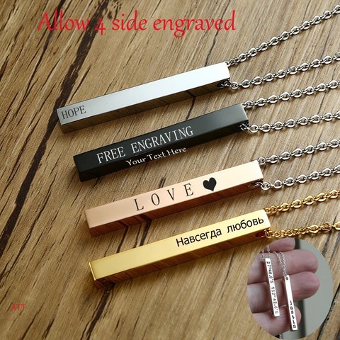 Long Bar Vertical Necklace For Men Women In Black Gold silver color Initial Pendant Stainless Steel Personalized Jewelry ► Photo 1/6