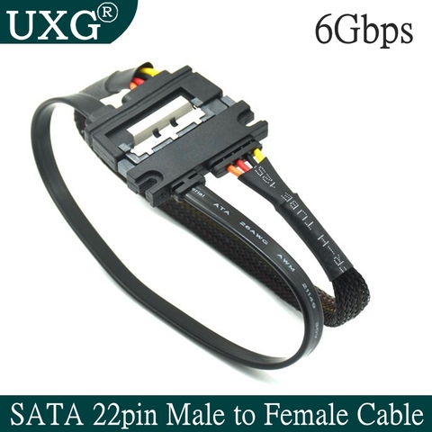 SATA 22 Pin Male To Female Sata Extension Cable SATA 3 III 6Gb/s 22 Pin Male to Female 7+15 Pin SATA Data HDD Power 30cm 50cm ► Photo 1/1