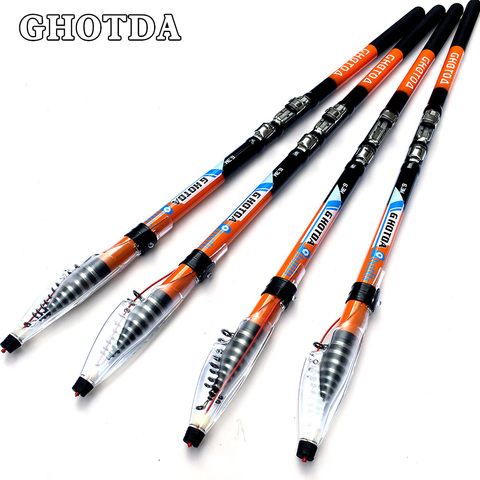 GHOTDA Carbon Fiber Fishing Rod Super Hard Portable Spinning pole telescopic fishing rod 2.7m 3.6m 4.5m 5.4m 6.3m ► Photo 1/6