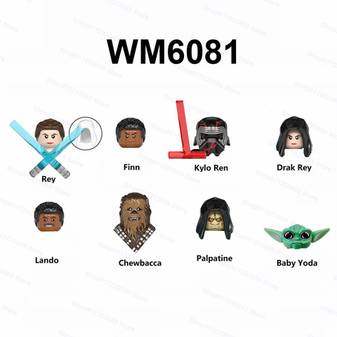 8pcs Finn Kylo Ren Drak Rey Lando Chewbacca Palpatine Assemble Building Blocks Brick Star Model Figures Wars Toy Children WM6081 ► Photo 1/1