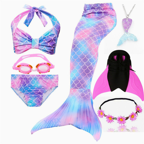 HOT Kids Girls Swimmable Children Mermaid Tails With Monofin Swimsuit Bikini Bathing Suit Dress for Girls Swimming ► Photo 1/6