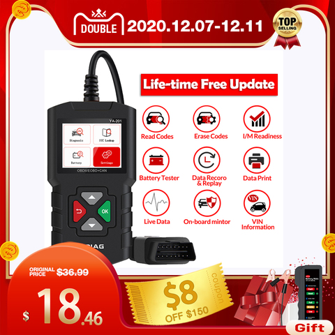 Ediag YA201 Code Reader OBDII/EOBD YA-201 USB Upgrade OBD2 Scanner YA101 Tools for auto PK KW680 CR319 AD310 for car tester ► Photo 1/6