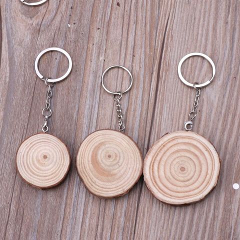 10Pcs Unfinished Natural Wood Slices Keychains Blank Hand-Painted Jewelry Making ► Photo 1/6