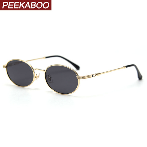 Peekaboo retro oval glasses men polarized uv400 high quality gold small sunglasses women metal 2022 yellow red hot-selling ► Photo 1/6