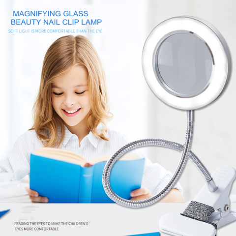 LED Desk Lamp Clip on Light  Magnifying Glass Clamp Lamp Eye Protection Table Lamp For Reading Tattoo Computers And Makeup Light ► Photo 1/6