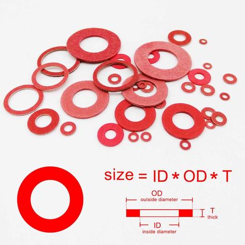 20/100pcs M2 M2.5 M3 M4 M5 M6 M8 M10 M12 M14 M16 Red Steel Paper Fiber Insulating Flat Washer Insulation Plain Gasket Ring Meson ► Photo 1/6