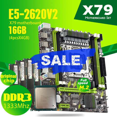 Atermiter X79 Motherboard LGA2011 Combos E5-2620 V2 E5 2620 V2 CPU 4pcs x 4GB = 16GB DDR3 RAM 1333Mhz PC3 10600R REG ECC ► Photo 1/6