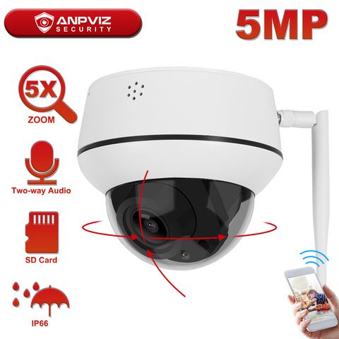 Anpviz 2MP/3MP/5MP IP WiFi PTZ Camera 5X Zoom Indoor/Outdoor Wireless Security Camera Two-Way Audio Mic Speaker Onvif 30m IP66 ► Photo 1/6