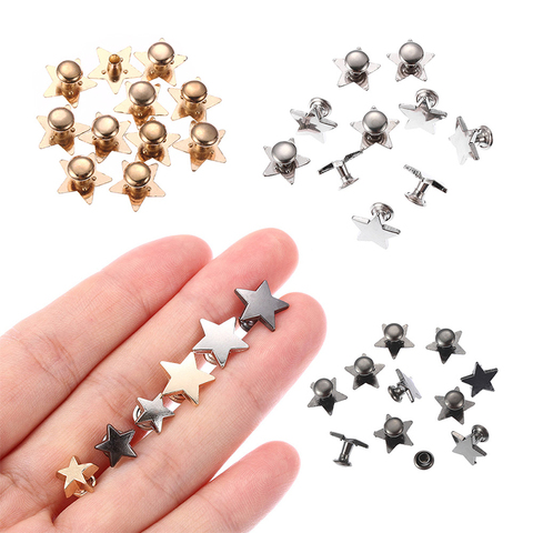 10 Sets 9/12/19mm Metal Stars Rivets Garment Sewing Glass Drill Nail Button DIY Clothing Hat Bag Shoes Craft Decoration Supplies ► Photo 1/6