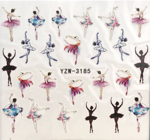 YZWLE 1 Sheet Nail Art Water Decal Dancer/ballet Nail Sliders Decor Tips Nail Pattern Sticker For Nail Beauty Care ► Photo 1/6