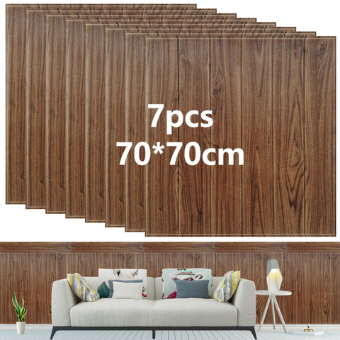 3D Wall Sticker Foam Wooden Art Panels Decoration Self-adhesive Wood Wallpaper Living Room Home Decor Bedroom House Kid Children ► Photo 1/6