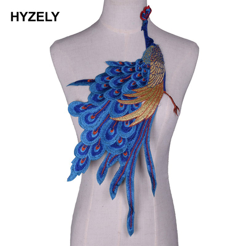 1pc Large Peacock Feather Embroidery Patches for Clothing Fabric Applique African Lace Sew on Dress Clothes Accessory Diy ► Photo 1/2