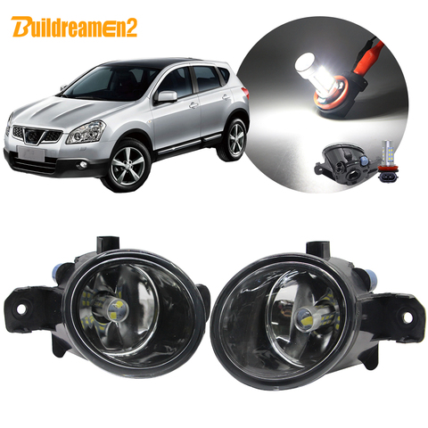 Buildreamen2 For Nissan Qashqai Qashqai+2 J10 Car H11 Fog Light Kit Lampshade + Bulb DRL 12V 2007 2008 2009 2010 2011 2012 2013 ► Photo 1/6