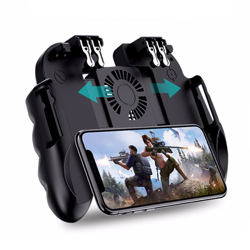 Youquan H9 Six Finger Game Controller Gamepad Free Fire Cooling Fan Gamepad Joystick for iOS Android Mobile Phone