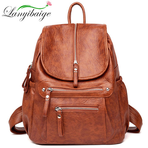 Genuine Leather Women's Backpack Large Capacity Mochilas Para