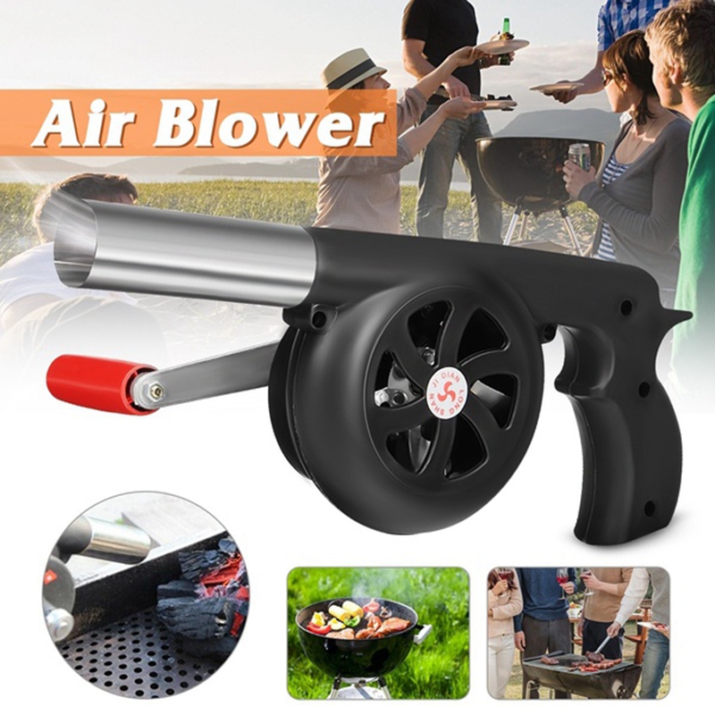 Outdoor BBQ Fan Hand-cranked Air Blower Portable Grill Fire Bellows Tool Camping 