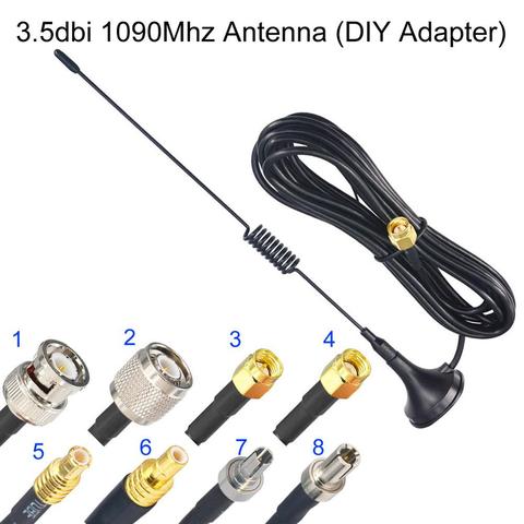 3.5DBi Gains ADS-B 1090Mhz Antenna DIY Adapter SMA TS9 TNC CRC9 BNC MCX SMB RP SMA Male Connector Aerial Magnetic Base RG174 3M ► Photo 1/5