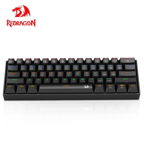 Redragon Lakshmi K606 Rainbow USB Mechanical Gaming Keyboard Blue Switch 61 Keys Wired detachable cable,portable for travel ► Photo 1/6