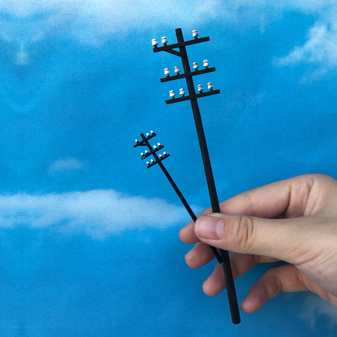 FunTrying 1:76/1:87/1:160 power line pole,OO/HO/N scale utility pole,miniature model,model railroad, architectural models ► Photo 1/6