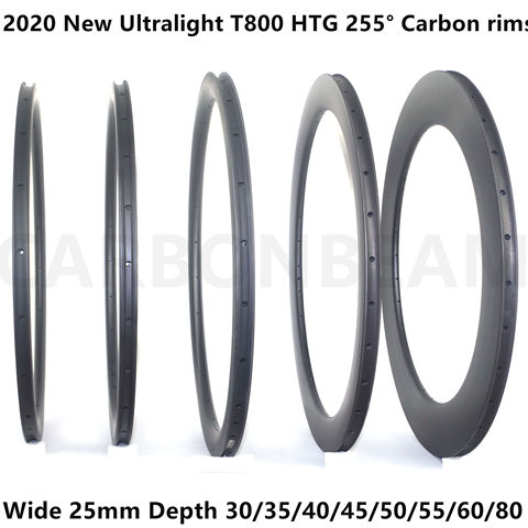 only 280g T800 super light carbon road rims 25mm wide 30mm 35mm 38mm 40mm 45mm 55mm 50mm 60mm 80mm 700c road carbon bicycle rims ► Photo 1/6