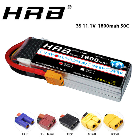 HRB 11.1V 1800mAh 3S 50C LiPo Battery XT60 Plug for Skylark M4-FPV250 Mini Shredder 200 INDY250 RC Heli Airplane UAV FPV Drones ► Photo 1/6