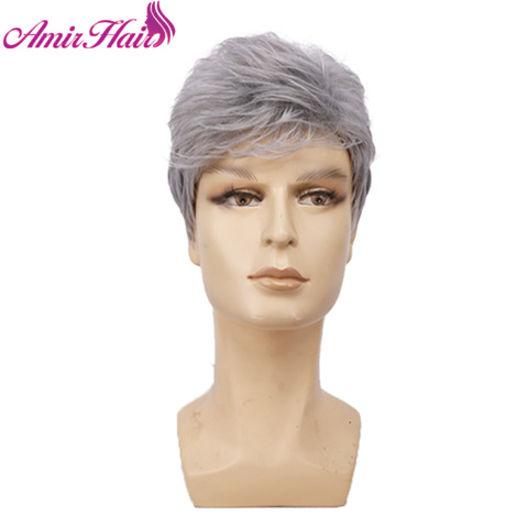 Amir Short Ombre Sily Grey wig Striaght hair Synthetic Wig for Men Male Hair Fleeciness Realistic  Hair Wigs ► Photo 1/6