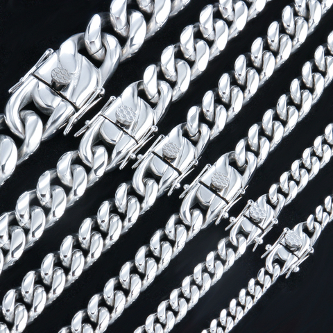 6mm-18mm Hip-Hop Curb Cuban Link Chain Stainless Steel Necklace For Men and Women Bracelet Fashion Jewelry ► Photo 1/6